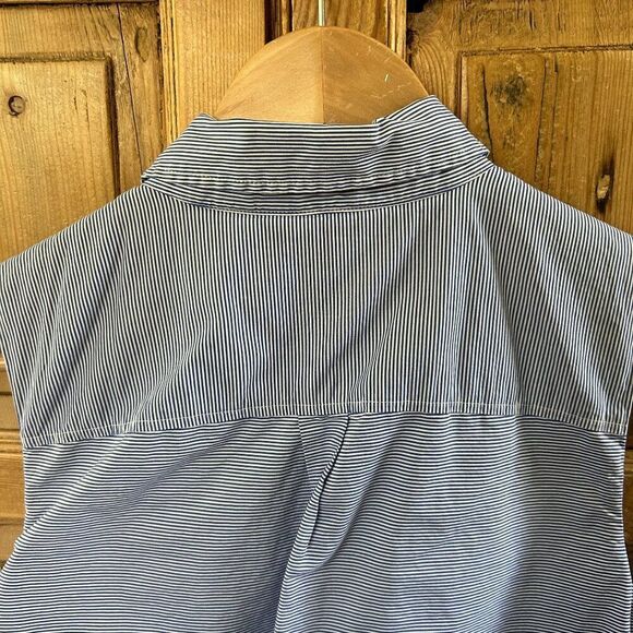 Brooks Brothers Red Fleece 6 Striped Button Front Dress Blue White Sleeveless - Picture 9 of 11